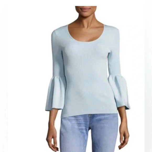ELIZABETH AND JAMES
Willow Bell-sleeve Rib-knit Top - Picture 1 of 5